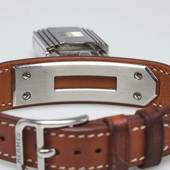 Hermes Gold Swift Leather Stainless Steel Kelly PM Quartz Watch KE1.210 - Picture 6 of 10
